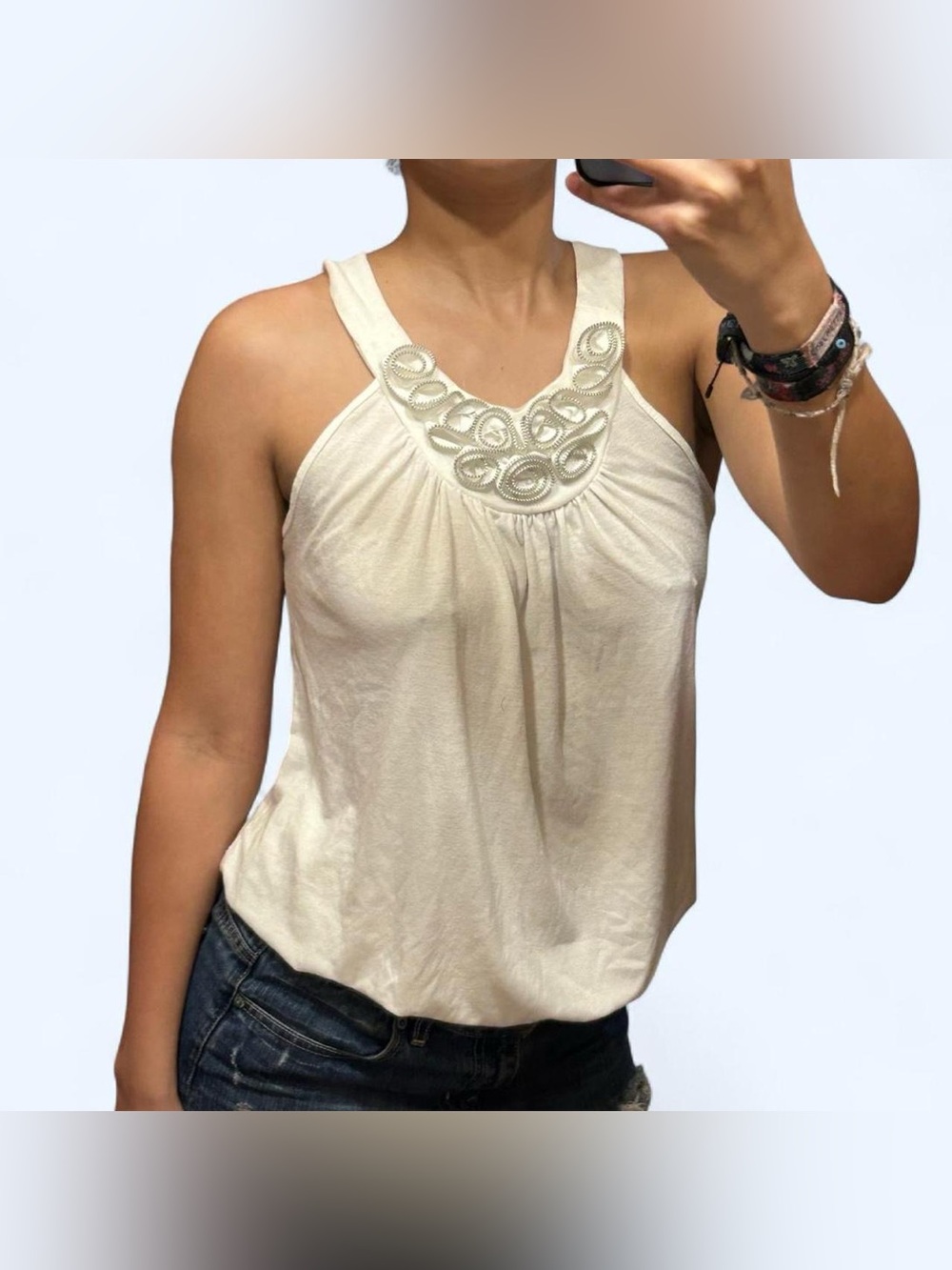 Y2K White Floral Tank Top by One Clothing!